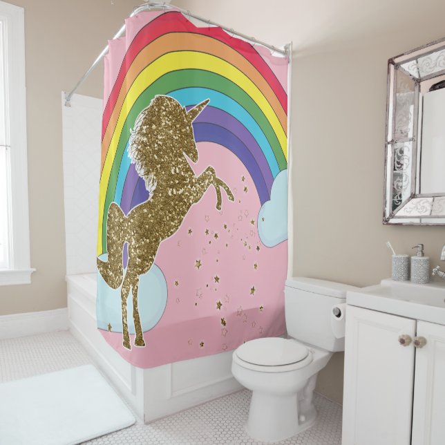 Retro Unicorn Rainbow & Gold Stars Girls (In Situ)