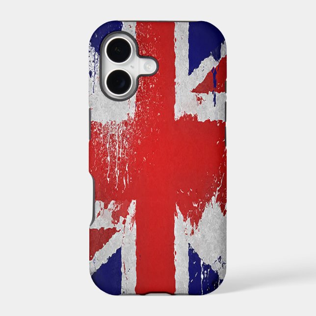 Retro Union Jack iPhone Case, Vintage British Flag (Back)