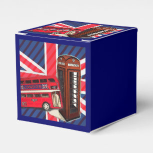 Retro Union Jack London Bus red telephone booth Favor Box