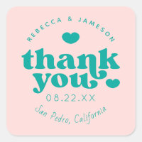 Retro Union Pink and Teal Wedding Thank You