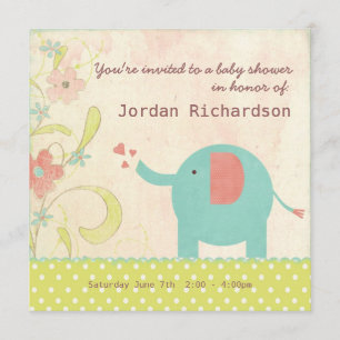 Retro Unisex Elephant Baby Shower Invitation