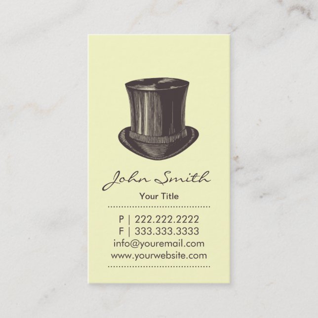 Retro Upper Class Top Hat Calling Card (Front)