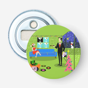 Retro Urban Christmas Couple Bottle Opener