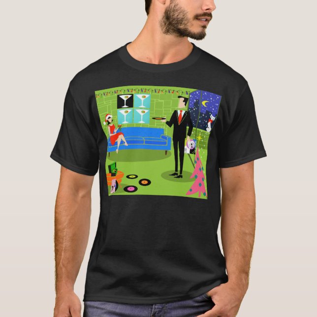 Retro Urban Christmas Couple T-Shirt (Front)