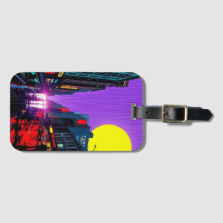 Retro Urban Cityscape Personalized Luggage Tag