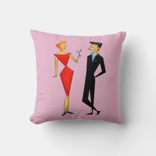 RETRO URBAN COUPLE WINE ROMANTIC PILLOWS