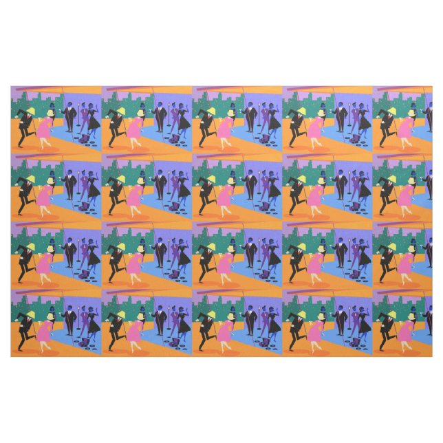 Retro Urban Rooftop Party Fabric (Yard)