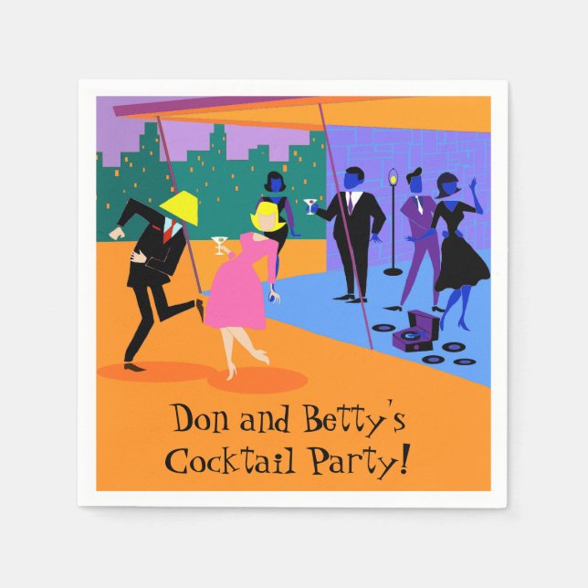 Retro Urban Rooftop Party Paper Napkins (Front)