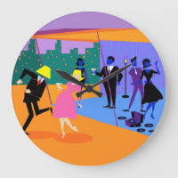Retro Urban Rooftop Party Wall Clock