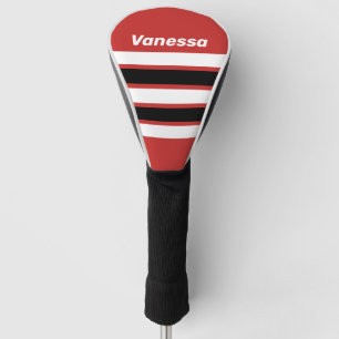 Retro Urban Zebra Across Striping with Name Golf Head Cover