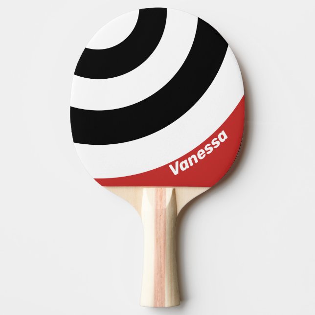 Retro Urban Zebra Circle Stripe with Name Ping Pong Paddle (Front)