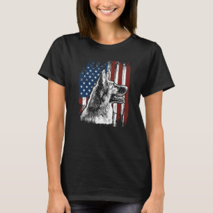Retro Us Flag German Shepherd Dog Mom July 4th Pat T-Shirt