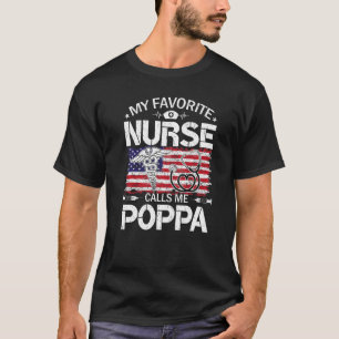 Retro Us Flag My Favourite Nurse Calls Me Poppa Fa T-Shirt