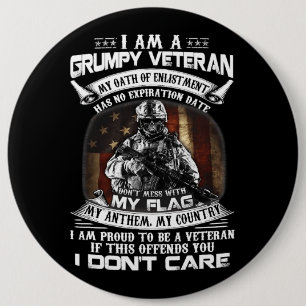 Retro US Flag Veteran Day Dont Mess With My Flag P 6 Inch Round Button