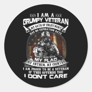 Retro US Flag Veteran Day Dont Mess With My Flag P Classic Round Sticker
