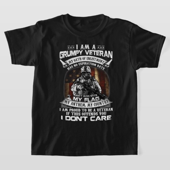 Retro US Flag Veteran Day Dont Mess With My Flag P T-Shirt (Laydown)
