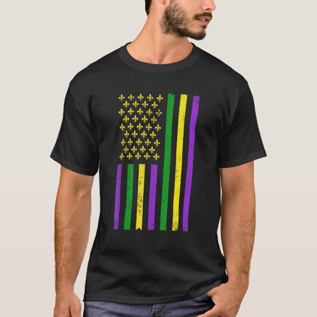 Retro US Mardi Gras Flag Mardi Gras American Men W T-Shirt (Front)