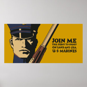 Retro US Marines, Join me Poster