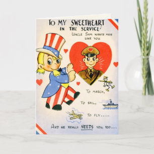 Retro US Military Valentine's Day Card