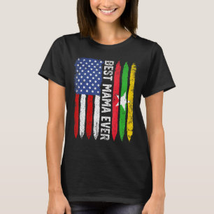 Retro Us Myanmar Flag Best Mama Ever Mother's Day T-Shirt