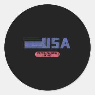 Retro Usa 2022 Team American Cross Country Skiing  Classic Round Sticker