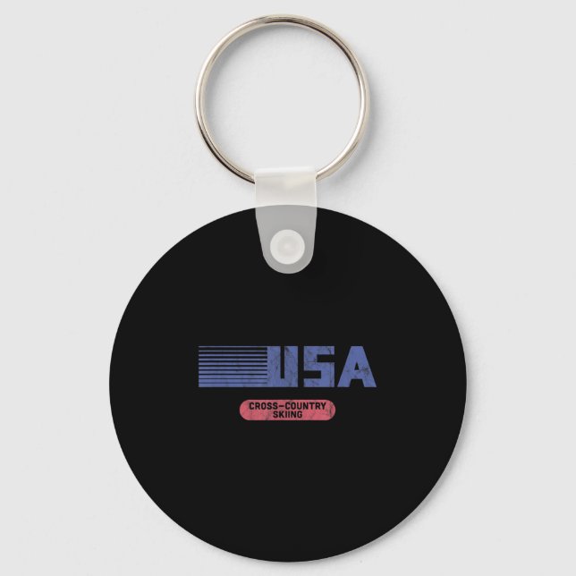 Retro Usa 2022 Team American Cross Country Skiing  Keychain (Front)