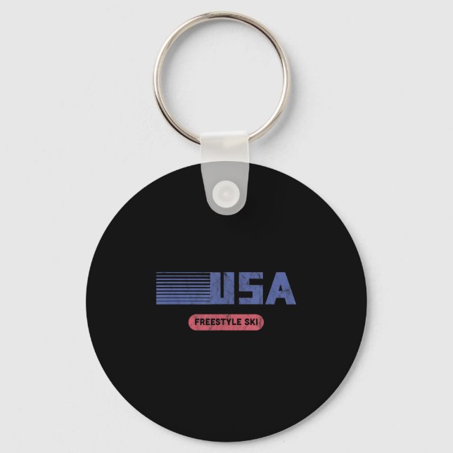 Retro Usa 2022 Team American Freestyle Skiing Ski  Keychain (Front)