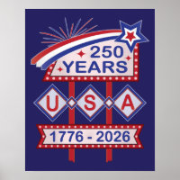 Retro USA 250th Anniversary Marquee Sign 1776-2026