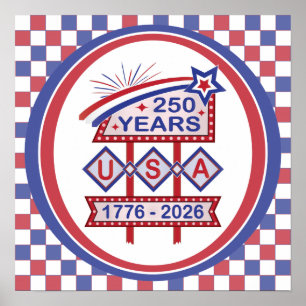 Retro USA 250th Anniversary Marquee Sign 1776-2026