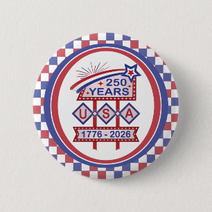 Retro USA 250th Anniversary Marquee Sign 1776-2026 2 Inch Round Button