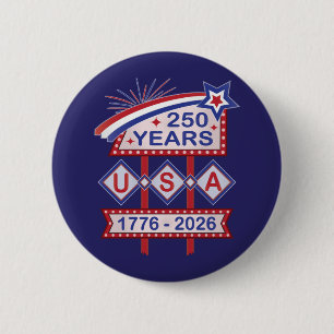Retro USA 250th Anniversary Marquee Sign 1776-2026 2 Inch Round Button