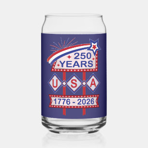 Retro USA 250th Anniversary Marquee Sign 1776-2026 Can Glass