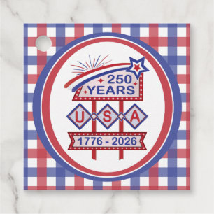 Retro USA 250th Anniversary Marquee Sign 1776-2026 Favour Tags