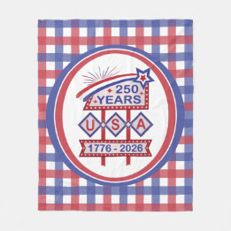 Retro USA 250th Anniversary Marquee Sign 1776-2026 Fleece Blanket