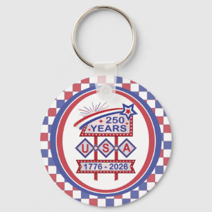 Retro USA 250th Anniversary Marquee Sign 1776-2026 Keychain