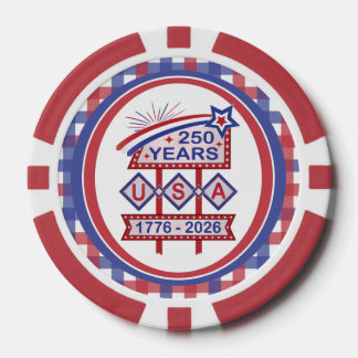 Retro USA 250th Anniversary Marquee Sign 1776-2026 Poker Chips