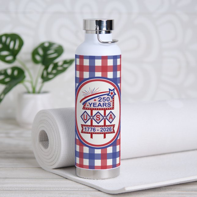 Retro USA 250th Anniversary Marquee Sign 1776-2026 Water Bottle (Yoga (Rotated))