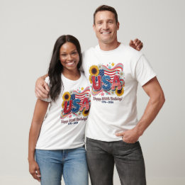 Retro USA 250th Birthday Sunflower Graphic T-Shirt