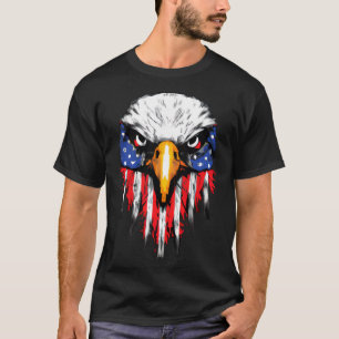 Retro USA Bald Eagle Vintage American Flag Pullove T-Shirt