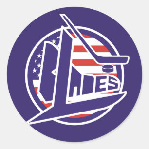 Retro USA Blades Hockey Classic Round Sticker