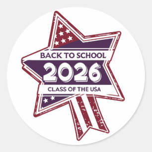 Retro USA Class of 2026 Back to School Classic Round Sticker