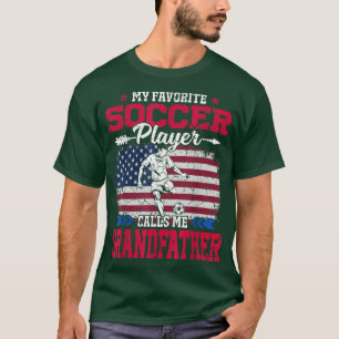 Retro USA Flag Soccer Player Calls Me Grandfather  T-Shirt