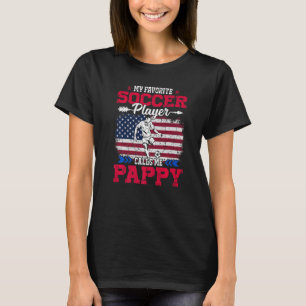 Retro Usa Flag Soccer Player Calls Me Pappy 4th Ju T-Shirt