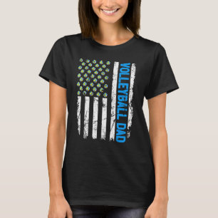Retro USA Flag Sports Best Dad Ever Proud Volleyba T-Shirt