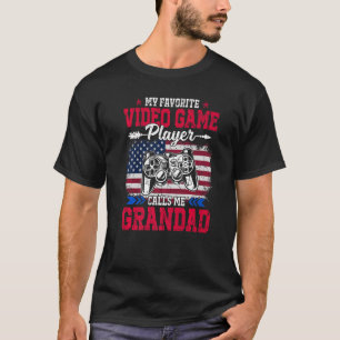 Retro Usa Flag Video Game Player Calls Me Grandad  T-Shirt