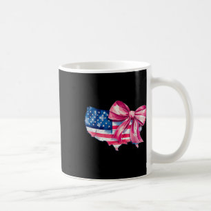 Retro Usa Map America Coquette Bow 4th July Indepe Coffee Mug