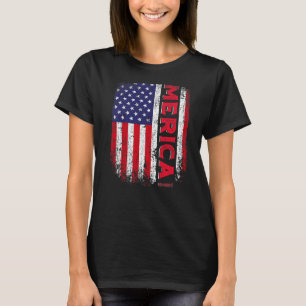Retro Usa Merica Men Women Vintage American Flag T-Shirt