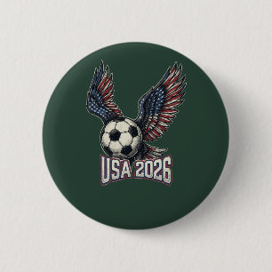 Retro USA Soccer 2026 Eagle Wings T-Shirt 2 Inch Round Button