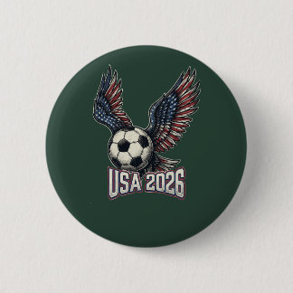 Retro USA Soccer 2026 Eagle Wings T-Shirt 2 Inch Round Button