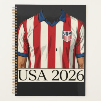 Retro USA Soccer Jersey Style Patriotic Red White Planner